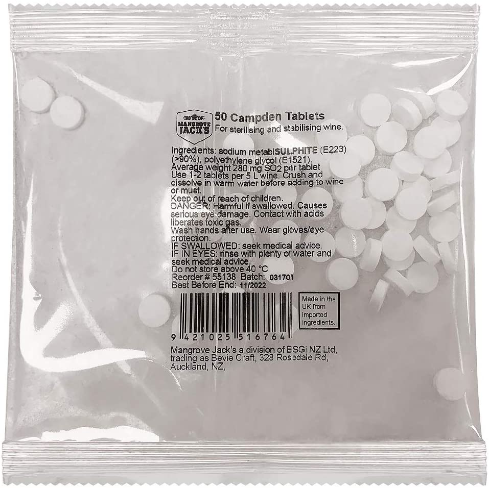 Campden Tabletten & Hefe-Nährstoff - Für Wein & Apfelwein Herstellung